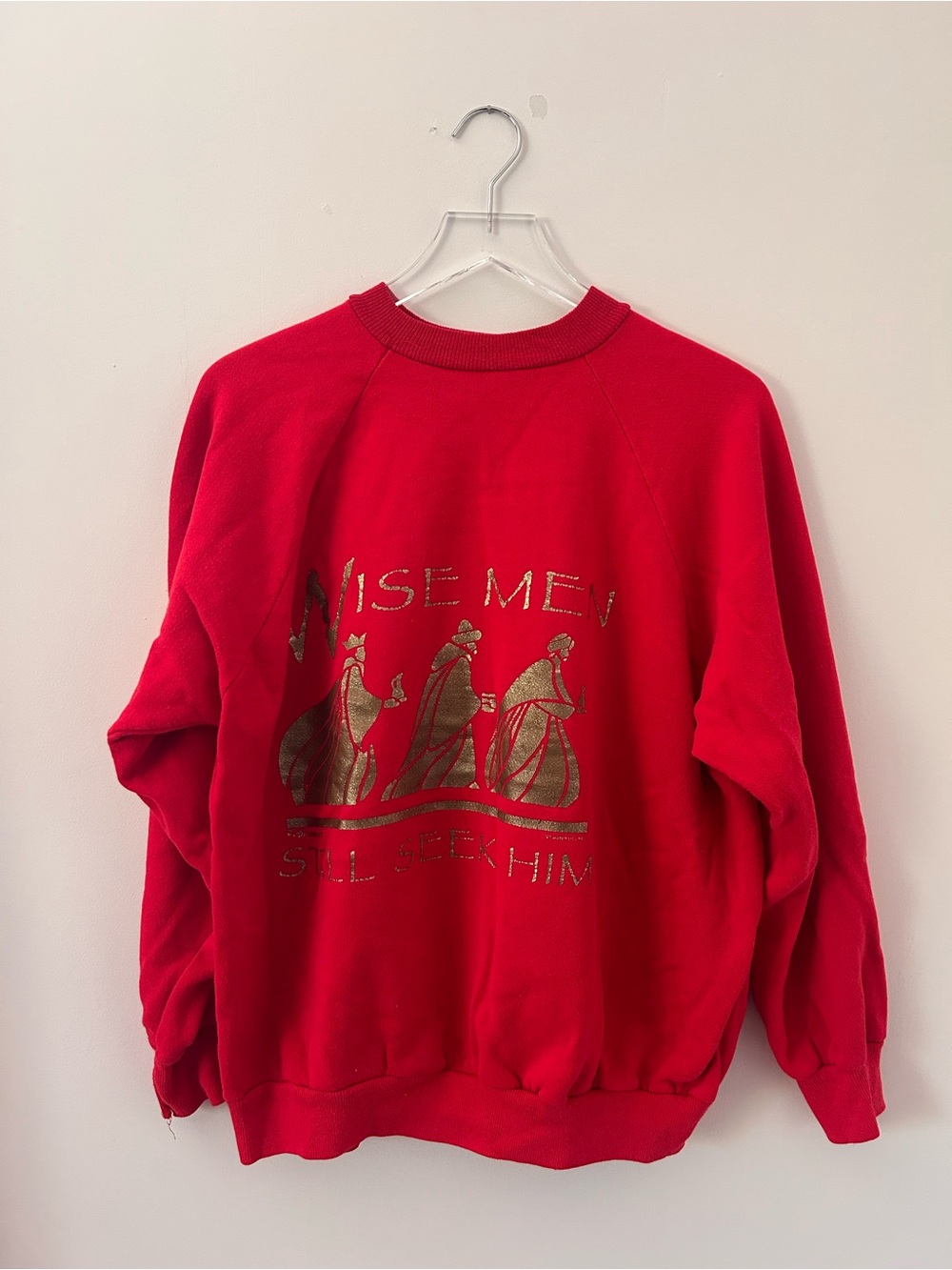 Vintage Wise Men Still Seek Him Christmas Crewneck Sweatshirt Red Sz XL